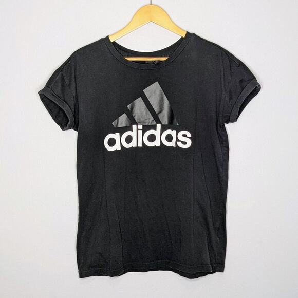 Adidas Triangle Logo Black Crewneck T-Shirt Size M - Picture 1 of 6